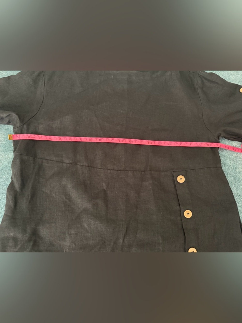 Lintico Women's 100% Linen Black Midi Dress Oversized Size M Lagenlook Pockets - Picture 3 of 8